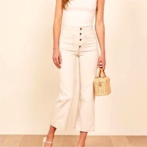 Reformation Jeans Women's Eloise Size 29 Ivory High Rise Wide Leg Jean READ